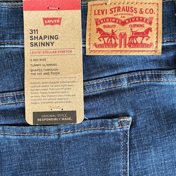 Levi's 311 Shaping Skinny Womens Blue Jeans MidRise Raw Edge Hem 18S/W34/L30-NWT - Picture 2 of 10